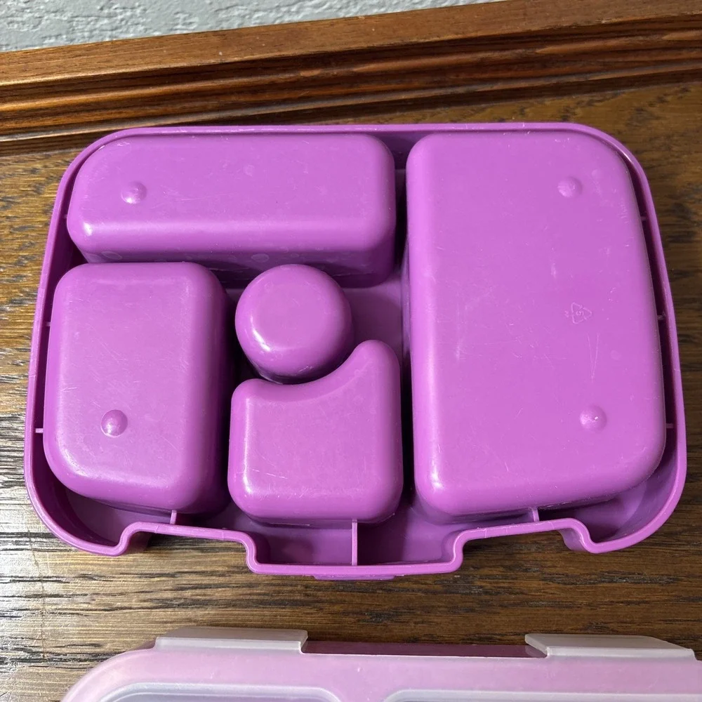 Lot Of 3 Bentgo Kids Purple Lunch Tray Containers Transparent Covers Bento Box
